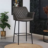 thumb-Tabouret de bar industriel Club Cuir anthracite-4