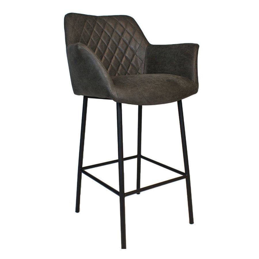 Tabouret de bar industriel Club Cuir anthracite-5