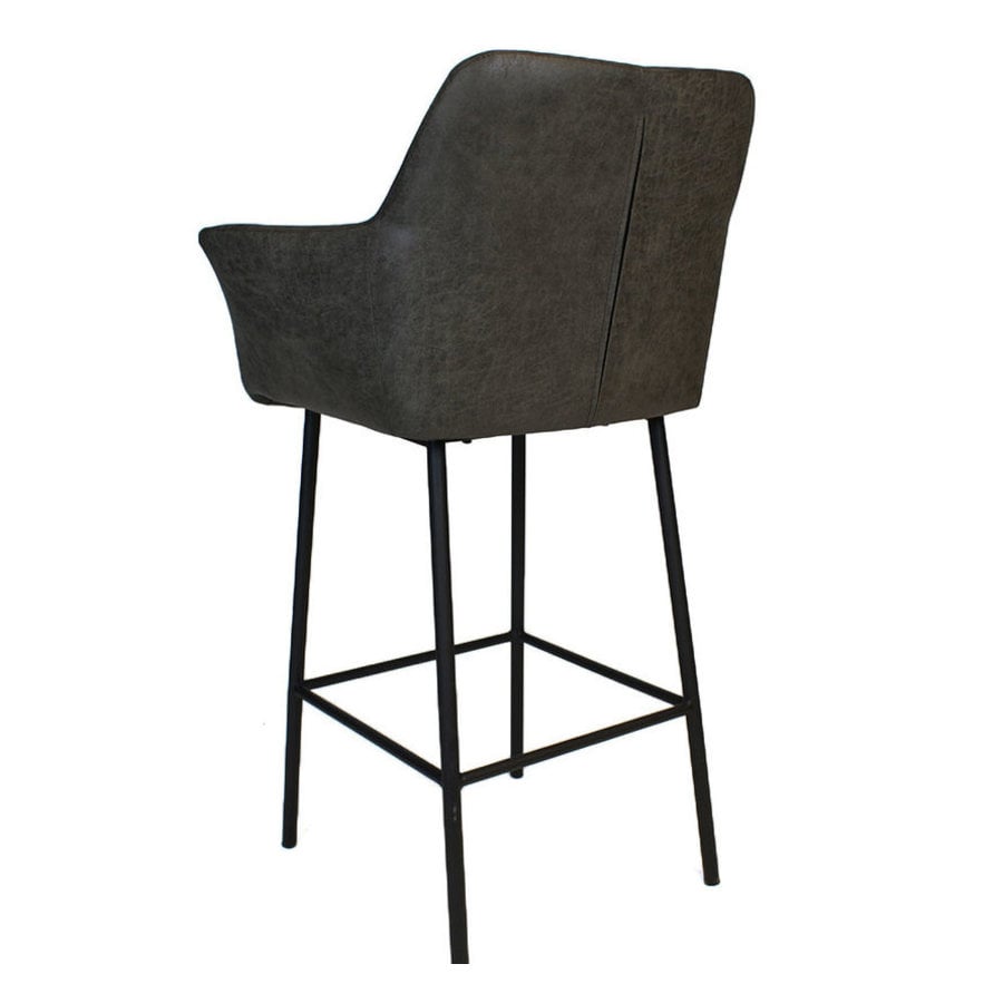 Tabouret de bar industriel Club Cuir anthracite-8