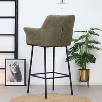 thumb-Tabouret de bar industriel Club cuir vert olive-3