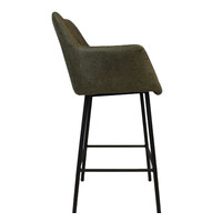 thumb-Tabouret de bar industriel Club cuir vert olive-7