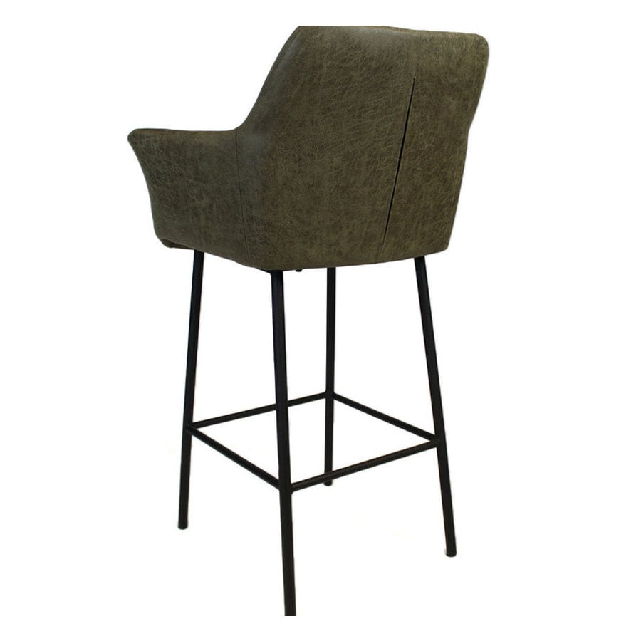 Tabouret de bar industriel Club cuir vert olive-8