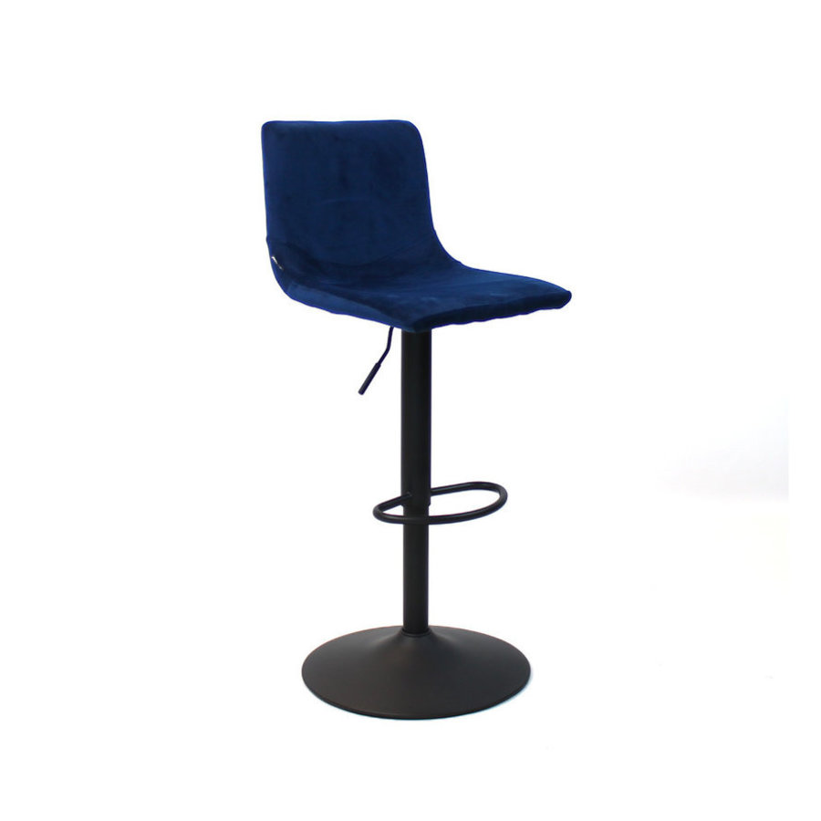 Tabouret de bar en velours Frankie Bleu réglable en hauteur-2