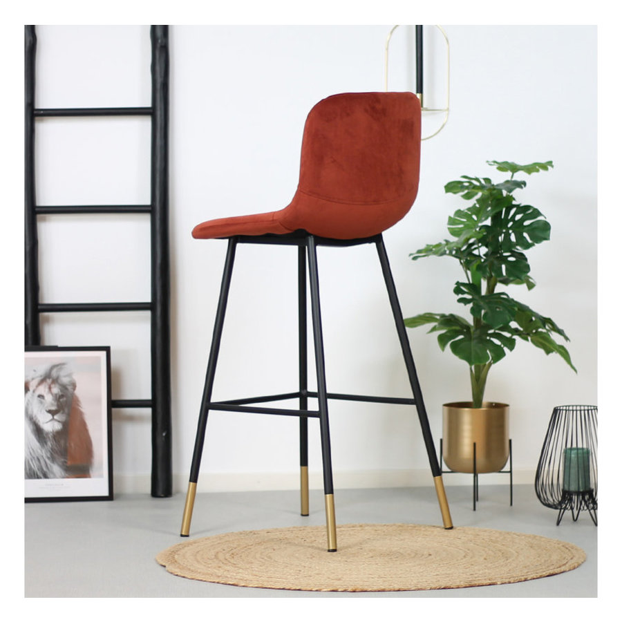 Tabouret de bar en velours Mikky Cuivre réglable en hauteur-4