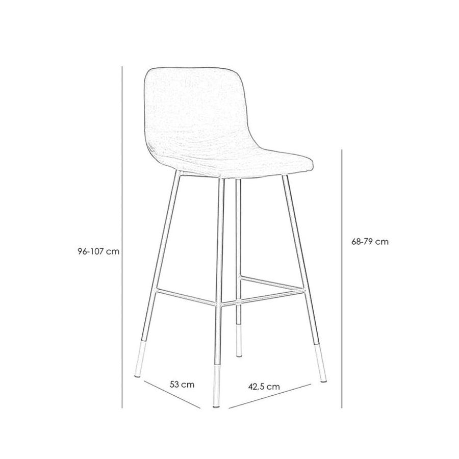 Tabouret de bar en velours Mikky Cuivre réglable en hauteur-10