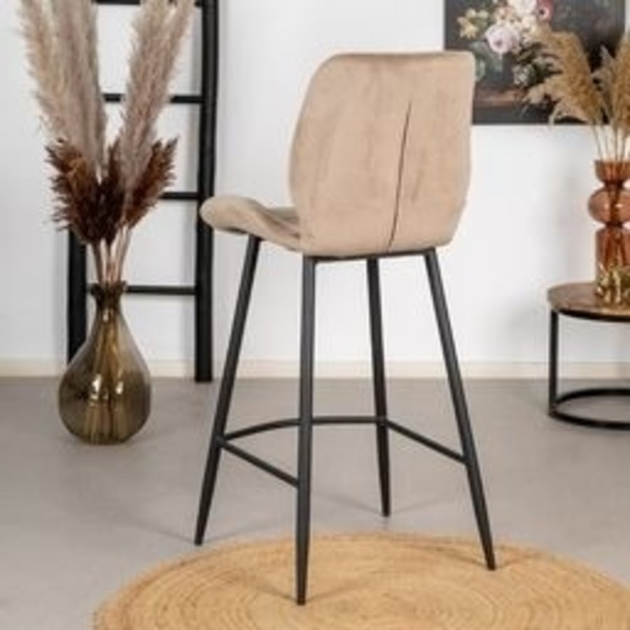 Tabouret de bar en velours Toby Taupe-3