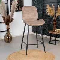 thumb-Tabouret de bar en velours Toby Taupe-4