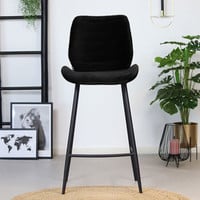 thumb-Tabouret de bar en velours Toby Noir-2