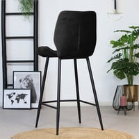 thumb-Tabouret de bar en velours Toby Noir-3