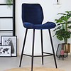 Tabouret de bar en velours Toby Bleu