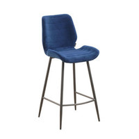 thumb-Tabouret de bar en velours Toby Bleu-2