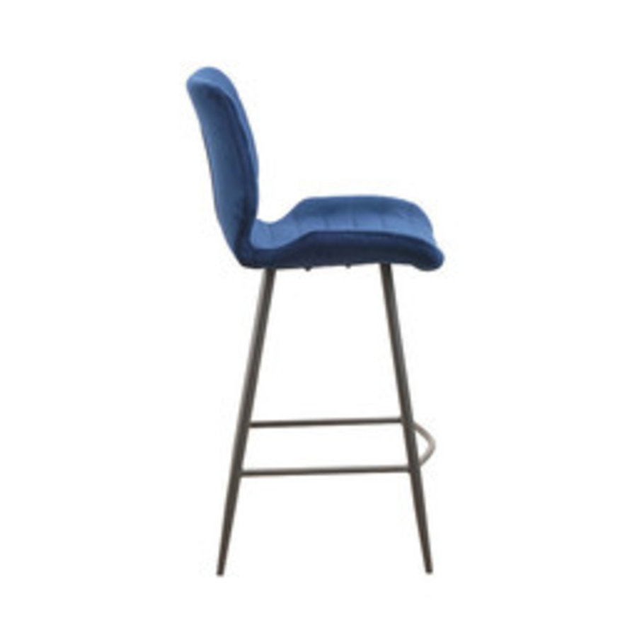 Tabouret de bar en velours Toby Bleu-3