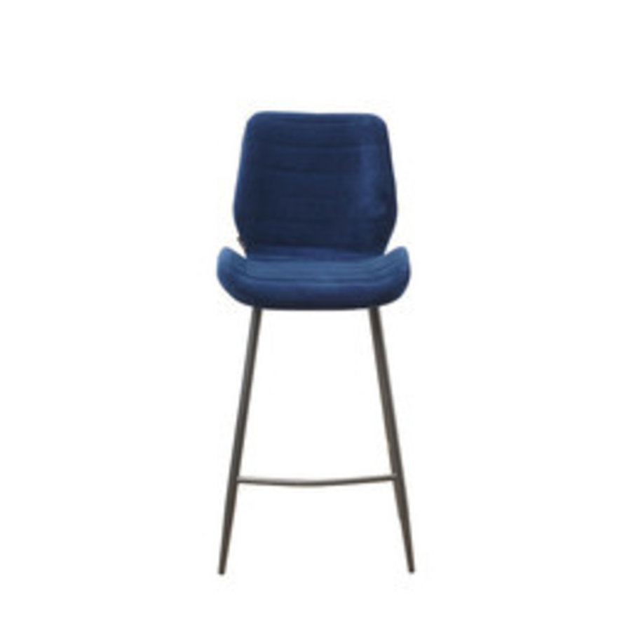 Tabouret de bar en velours Toby Bleu-4