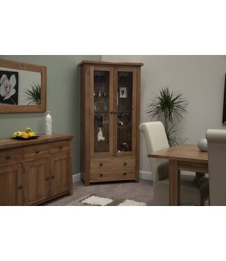 Homestyle GB Rustic Oak Glass Display Unit