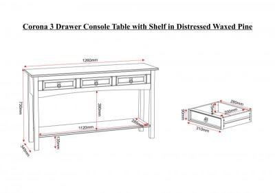 Seconique Corona 3 Drawer Console Table