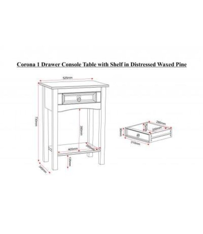 Seconique Corona 1 Drawer Console Table