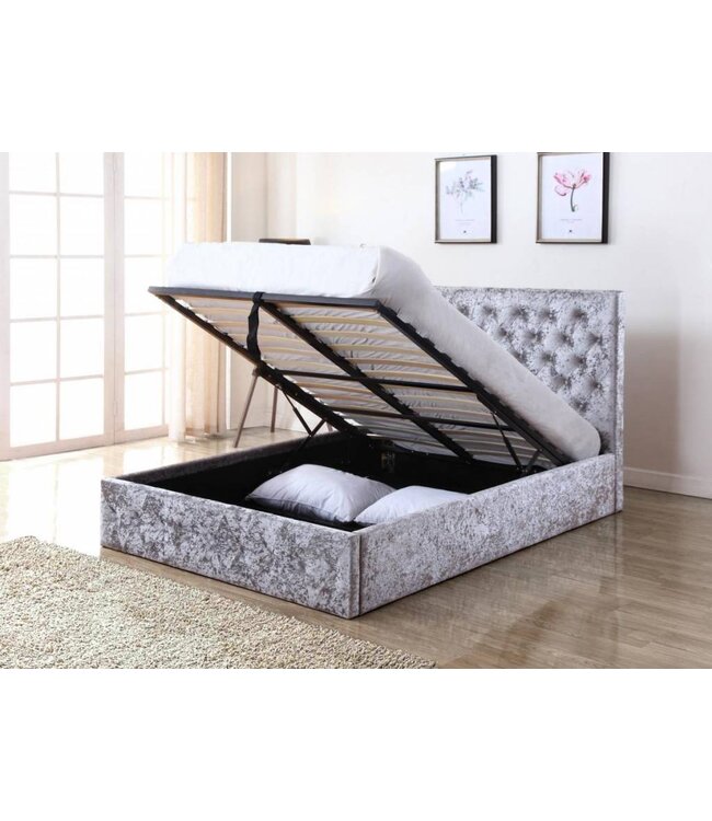 Yasmin Crushed Velvet Ottoman Bed