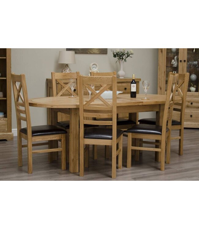 Homestyle GB Deluxe Oak Oval Extending Table