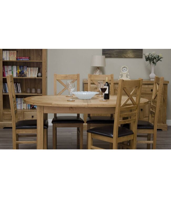 Homestyle GB Deluxe Oak Oval Extending Table