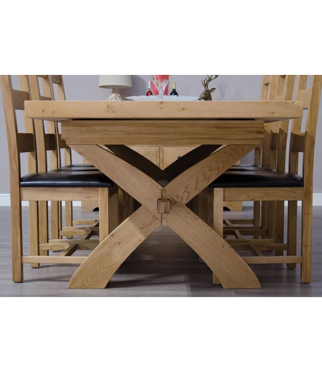 Homestyle GB Deluxe Oak X Leg  Extending Table