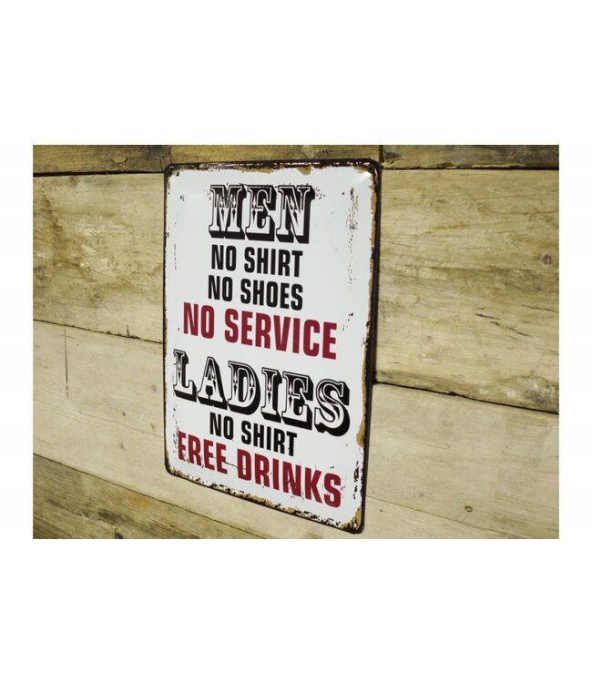 Men No Shirt - Metal Sign