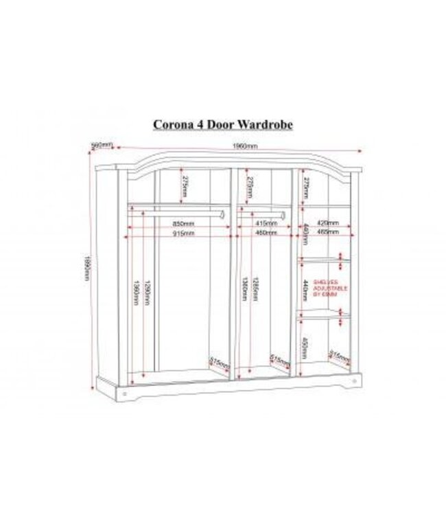 Seconique Corona 4 Door Wardrobe