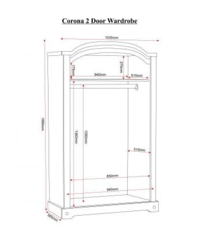 Seconique Corona 2 Door Wardrobe
