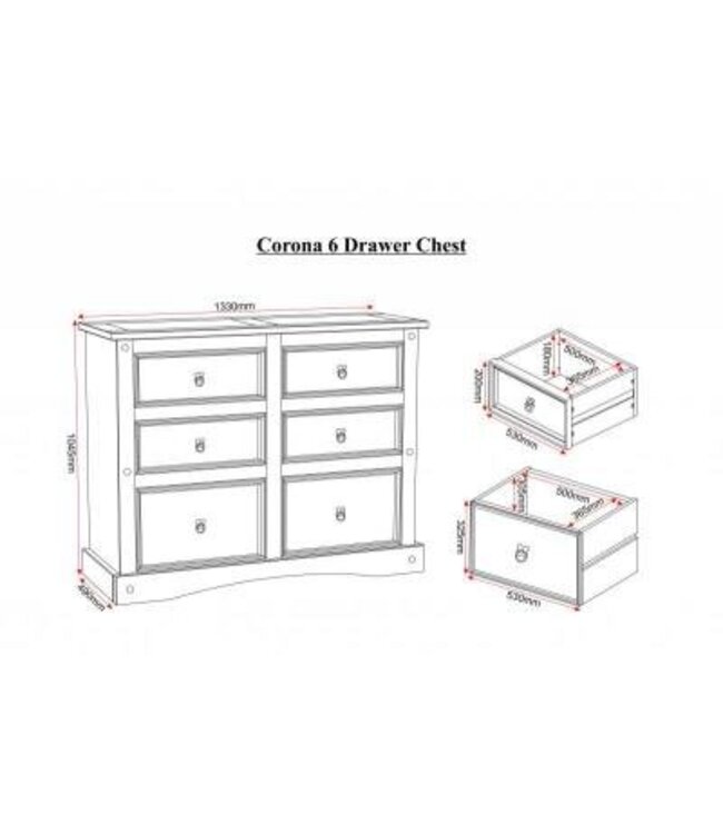 Seconique Corona 6 Drawer Chest