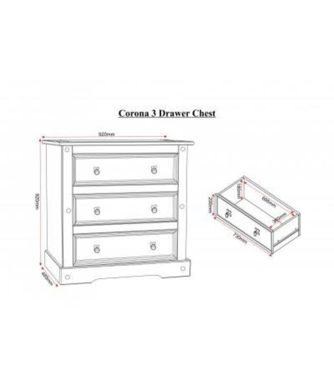 Seconique Corona 3 Drawer Chest