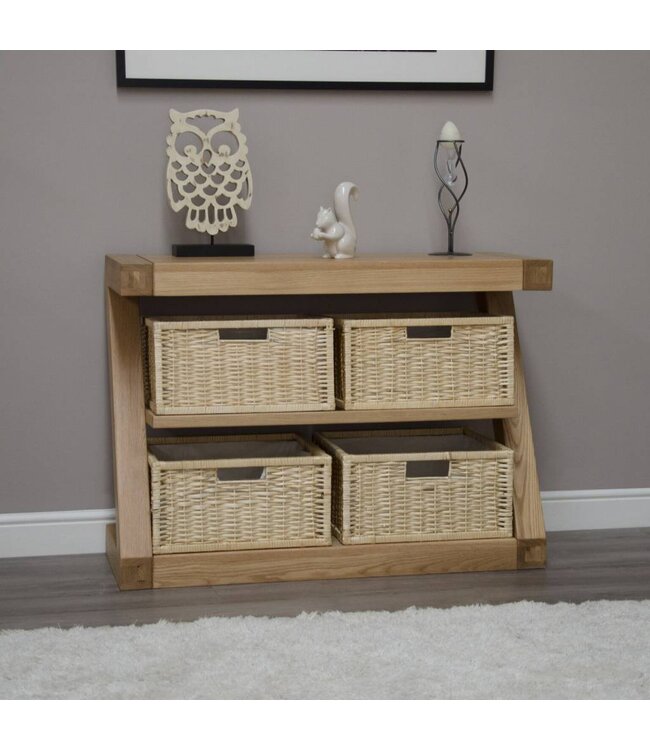 Homestyle GB Z Oak Console Table With Baskets