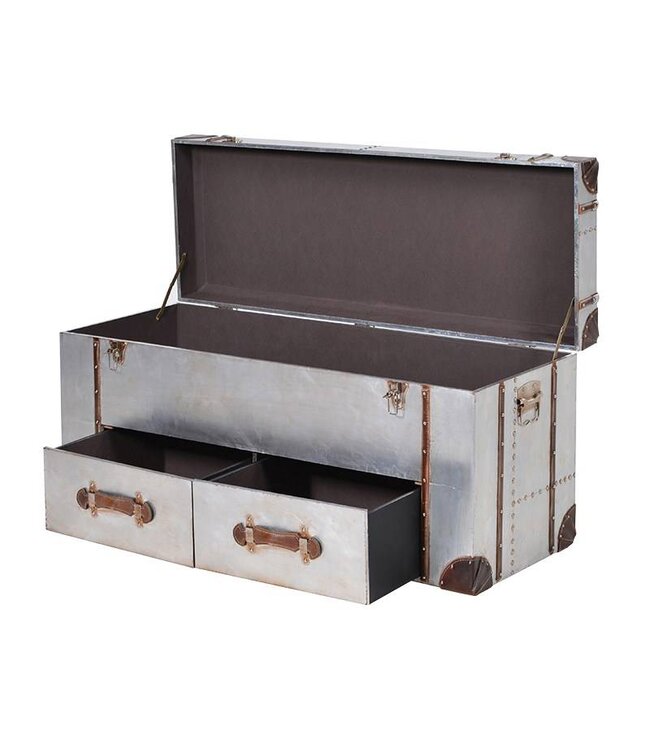 Silver 2 Drawer Trunk with Straps