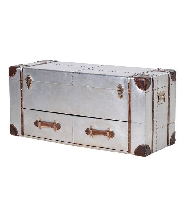 Silver 2 Drawer Trunk with Straps