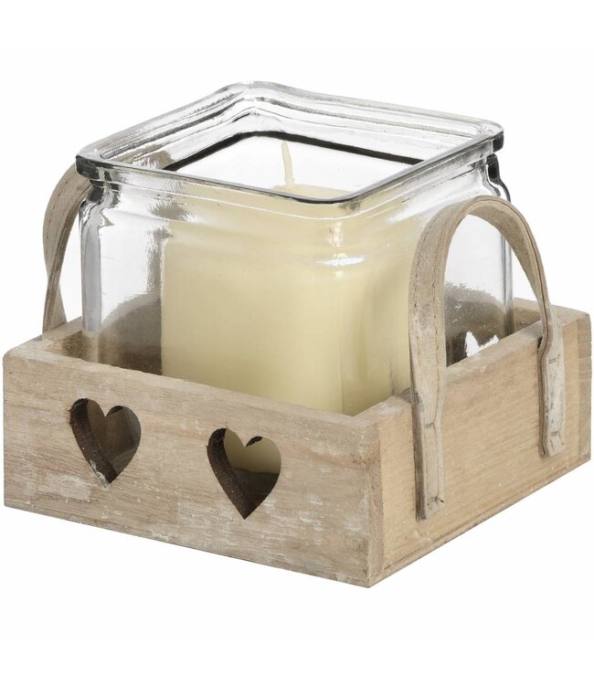 Hill Interiors Wooden Heart Design Tea Light Holder