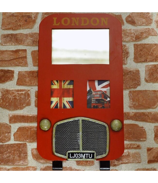 Minster Stylish Living London Bus Wooden Key Box With Mirror