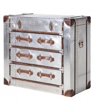 Fifty Five South Avro Silver 3 Drawer Trunk Chest