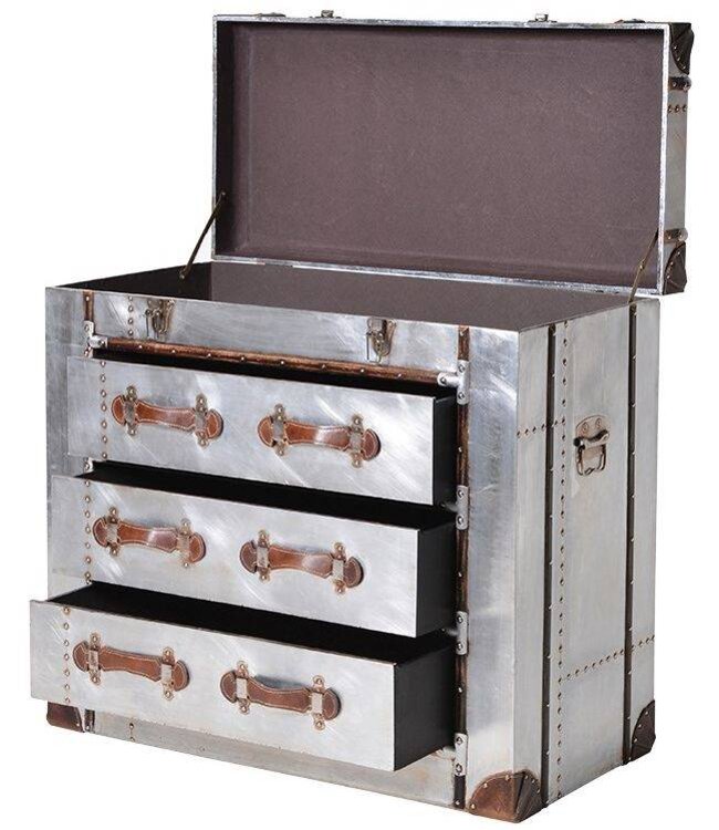 Fifty Five South Avro Silver 3 Drawer Trunk Chest