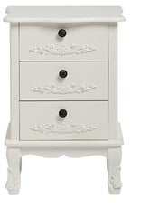 LPD French 3 Drawer Bedside - White