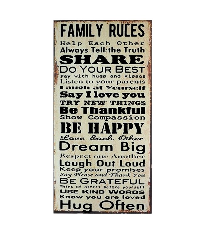 Quay Traders Family Rules Message Plaque