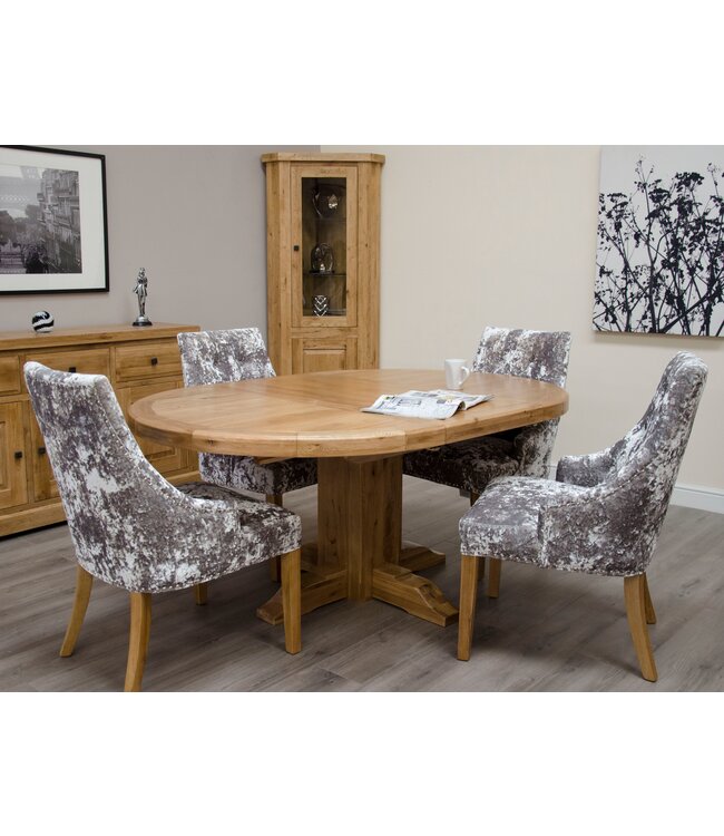 Homestyle GB Deluxe Oak Round Extending Dining Table