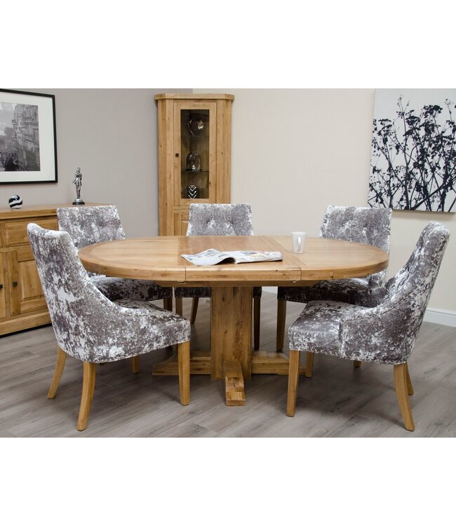 Homestyle GB Deluxe Oak Round Extending Dining Table