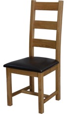 HomestyleGB Deluxe Oak Ladder Back Dining Chair - Pair