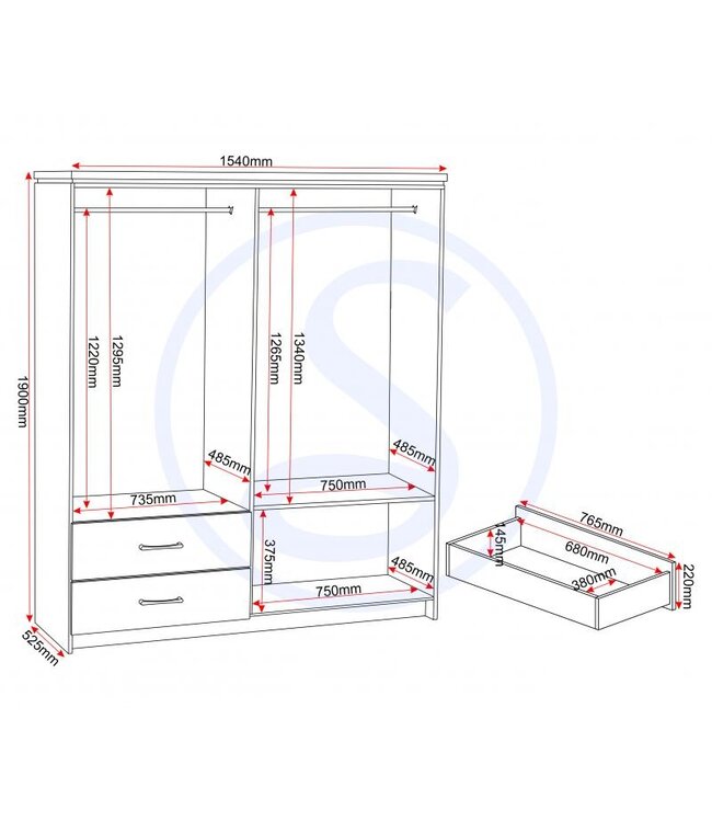 Seconique Charles 4 Door Wardrobe