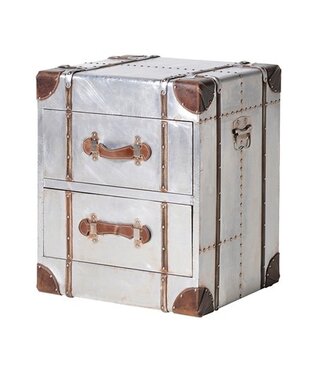 Silver 2 Drawer Chest With Straps