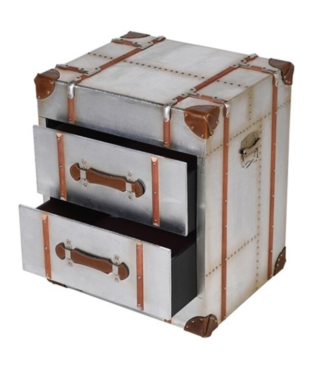 Silver 2 Drawer Chest With Straps