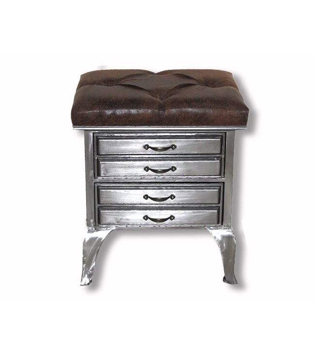 Industrial Drawers With Faux Leather Top- 50 cm