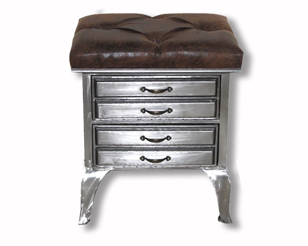 Industrial Drawers With Faux Leather Top- 50 cm