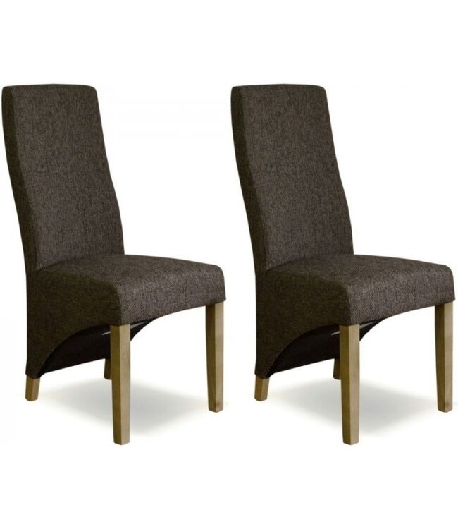 Homestyle GB Tweed Richmond Wave Brown Dining Chair - Pair
