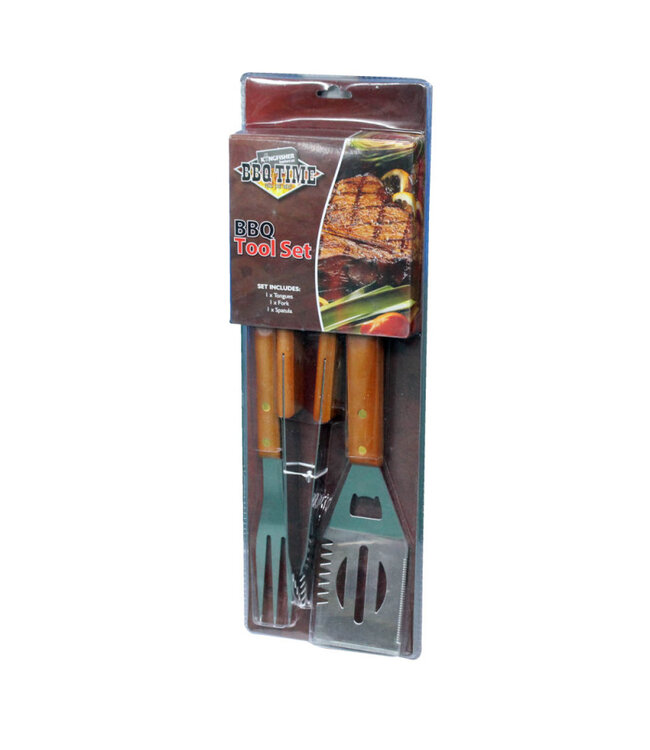 Kingfisher Garden Wooden BBQ Tool Set