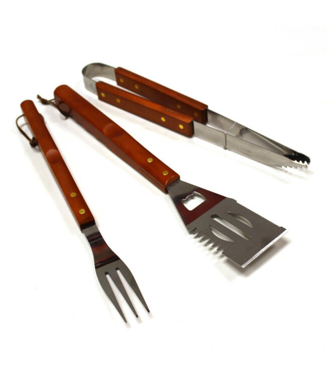 Kingfisher Garden Kingfisher Stainless Steel BBQ Tools Set – Tongs, Fork & Spatula