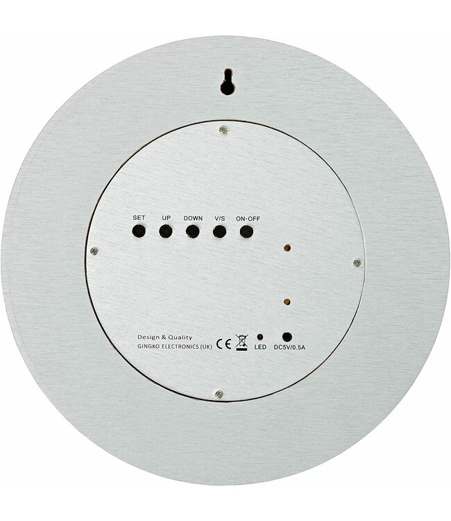 Gingko Aluminium Wall Click Clock / Blue LED - Sound Activated